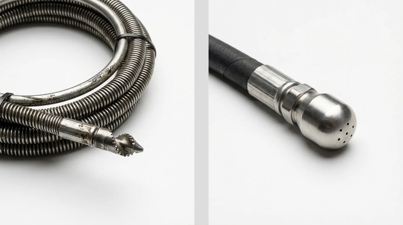 Drain snake cable and hydro jetting nozzle used for drain cleaning in Suquamish, WA
