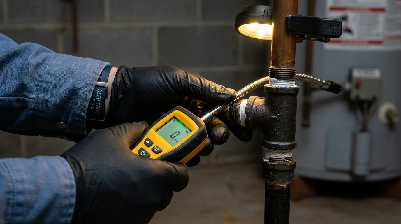 Gas leak detection with electronic sniffer by Johns Plumbing LLC in Suquamish