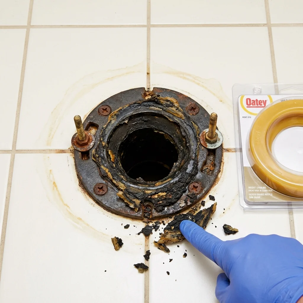 Failed wax ring showing water seepage at the base of a toilet in a Suquamish, WA home