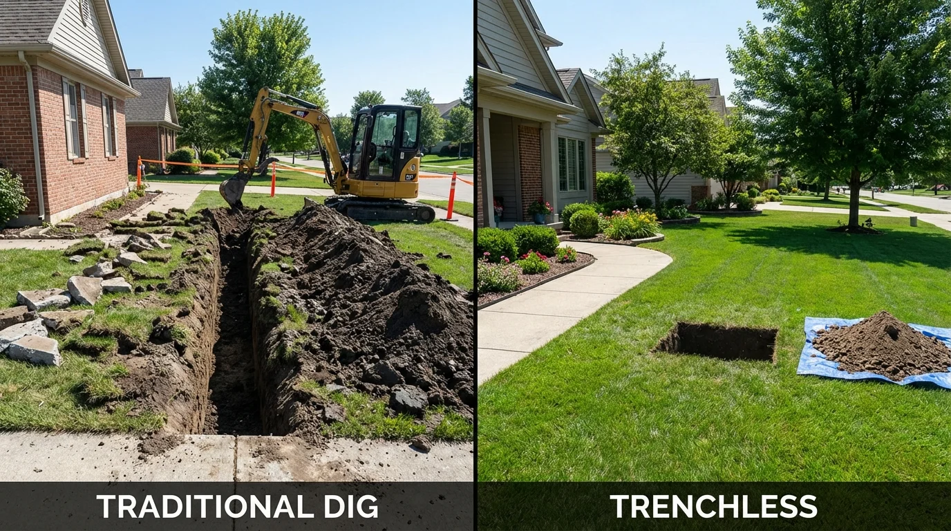 Trenchless sewer repair with minimal yard damage versus traditional excavation in Suquamish, WA